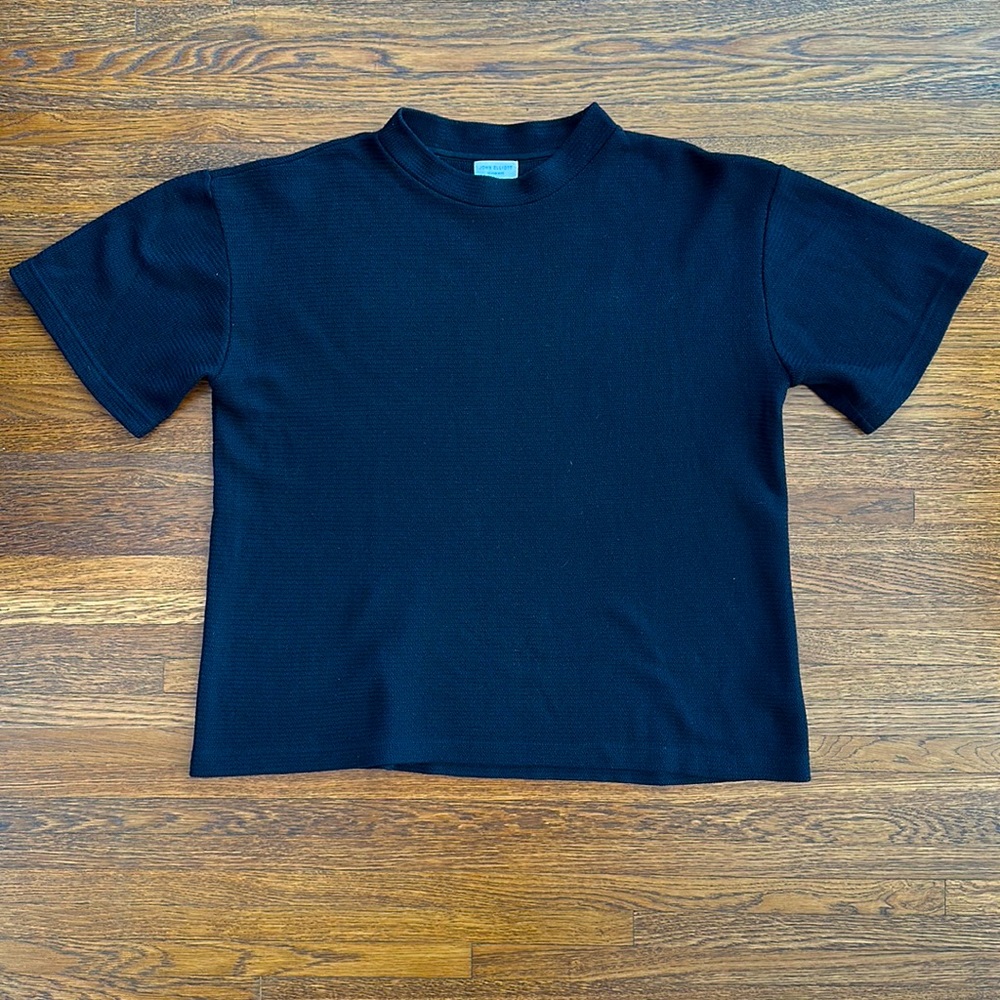 Men’s John Elliott Black Cotton Knit Oversized Mock Neck Shirt
